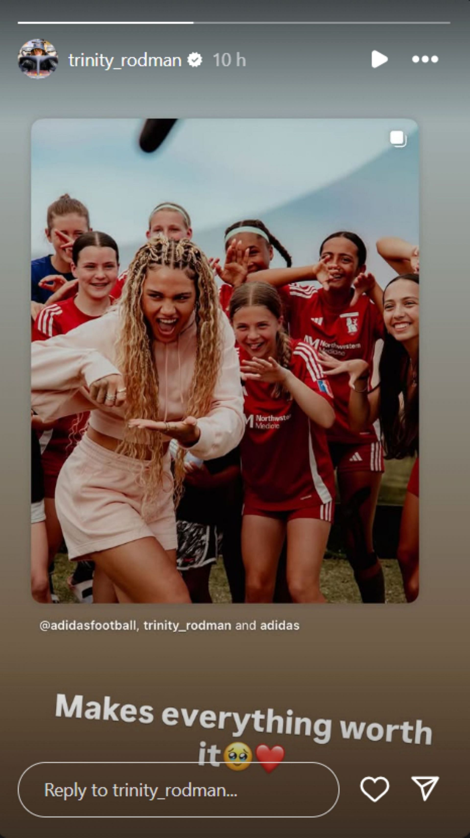 Rodman makes feelings known about attending Adidas' launch event; Instagram - @trinity_rodman